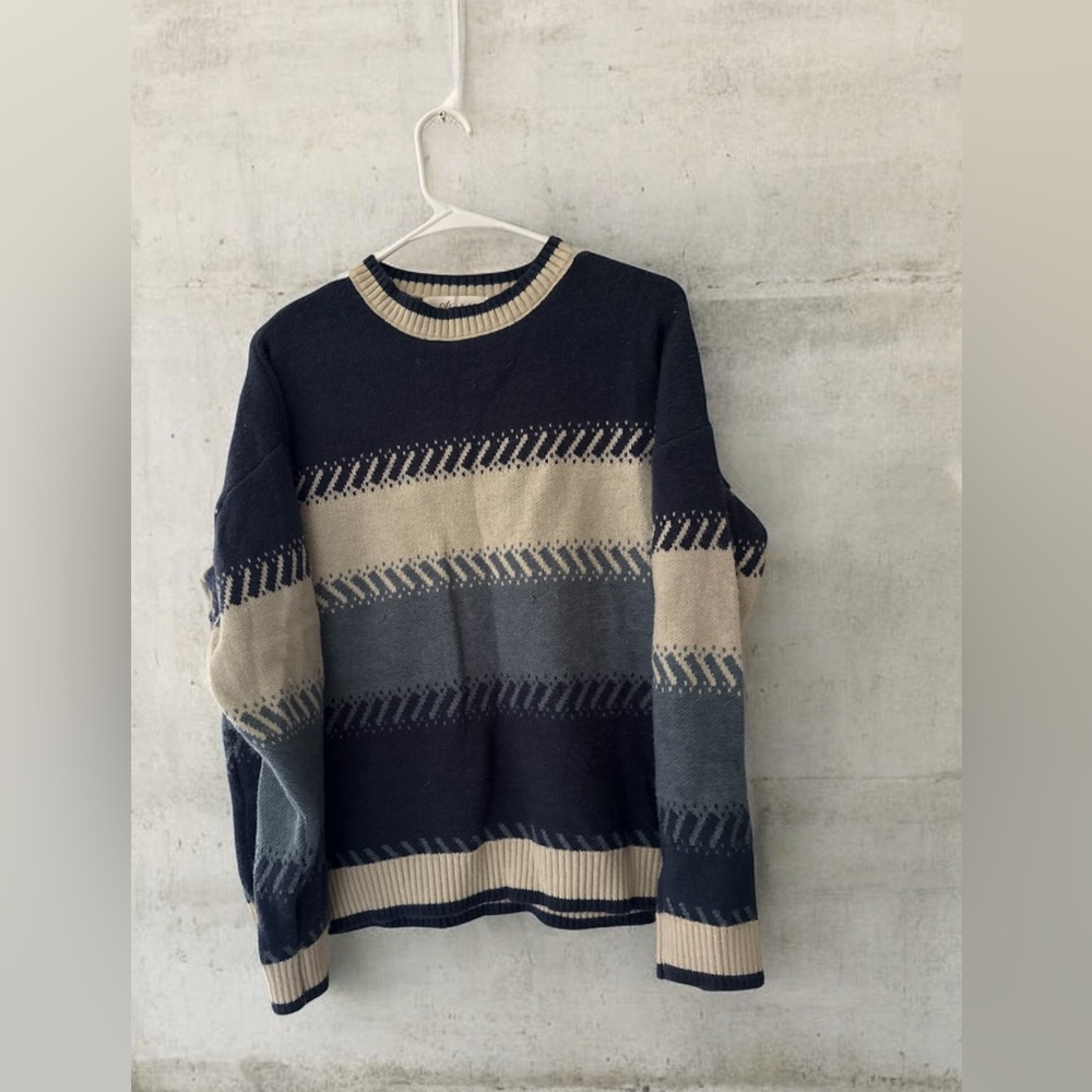 Striped Sweater - Navy and Beige